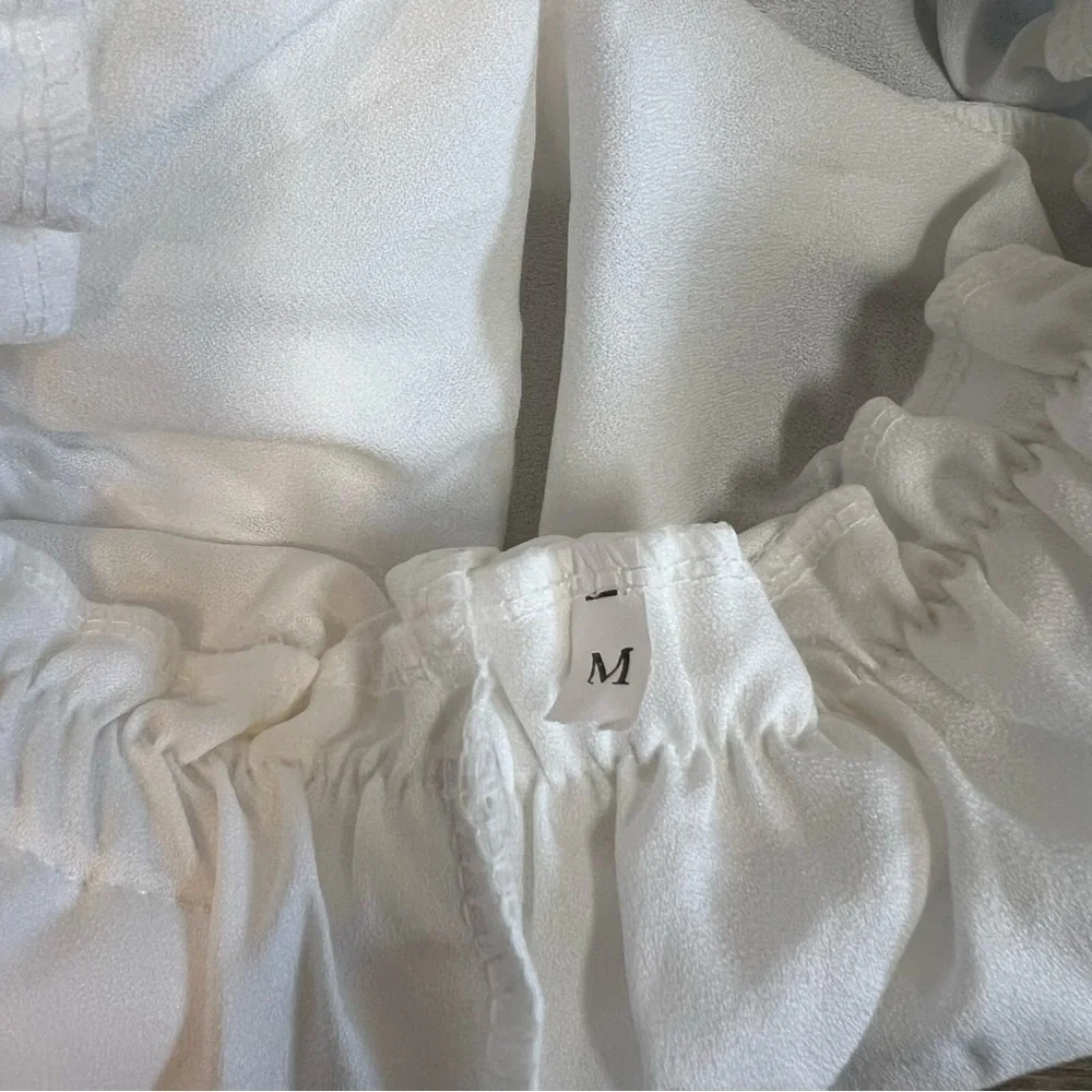 Women’s Elastic Tie Front High Waisted Belted Pants White Pocket Size M